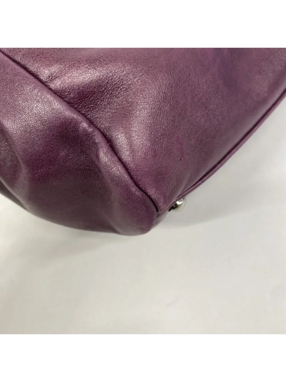 Chanel Shoulder Bag Lambskin Purple Silver